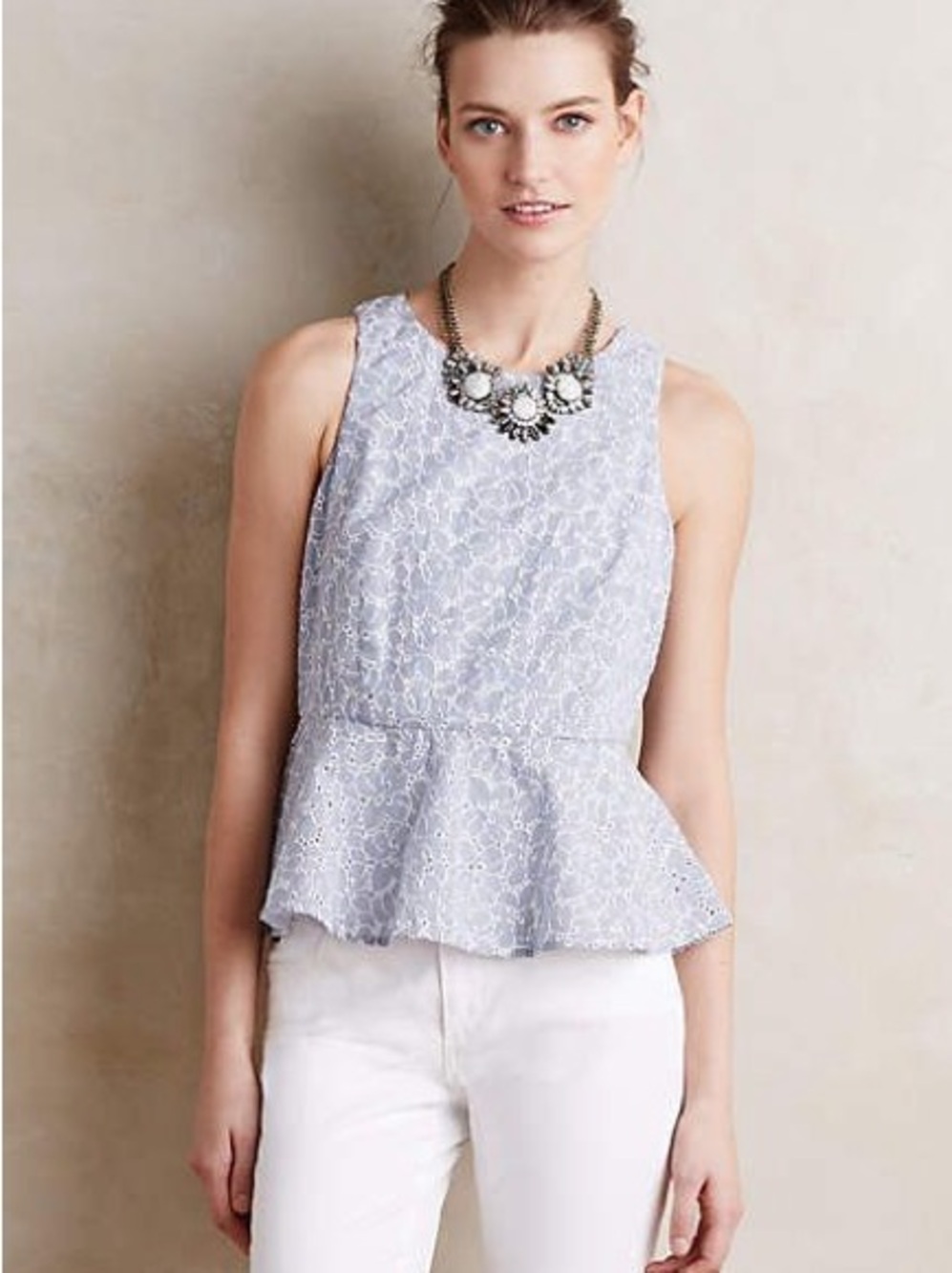 Anthropologie HD in Paris Peplum Eyelet top size 12